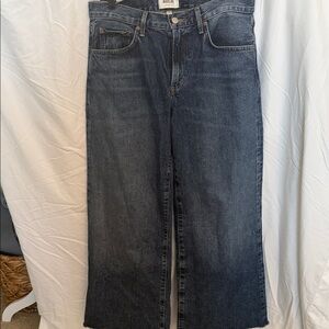 AGOLDE Low Waist Wide Leg Blue Denim Jeans, Size 28